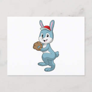 Hase beim Baseball mit Baseballhandschuh Postkarte