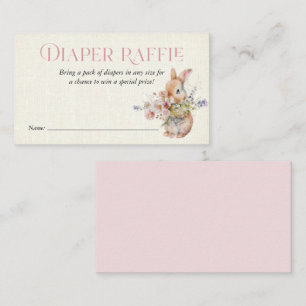 Hase Diaper-Raffel-Einleger mit rosa Wasserfarben- Visitenkarte