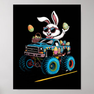 Hase fährt Monstertruck für Jungen Mädchen Kinder Poster