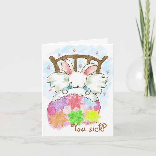 Hase im Bett Sie krank? Karte (Vorderseite)