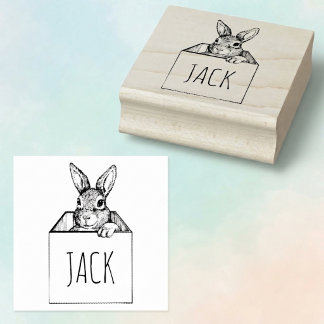 Hase in einer Box mit individuellem Namen Stempel
