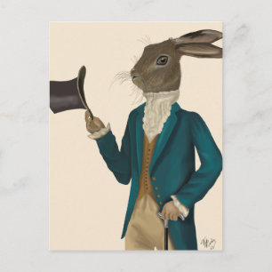 Hase in Türkis, Coat 2 Postkarte