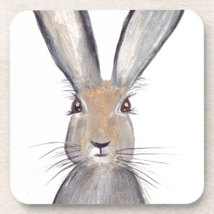 Hase Kaninchen Aquarell süßes Tier Wildnis  Untersetzer