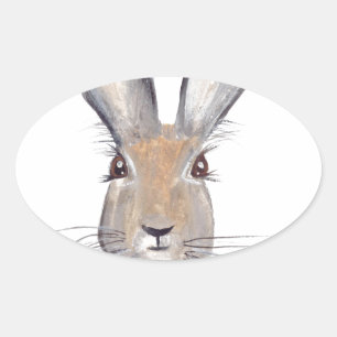 Hase Kaninchen Aquarell Tier Wald Forst Ovaler Aufkleber