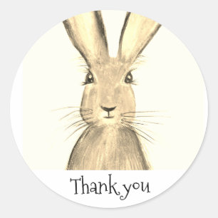 Hase Kaninchen Aquarell Waldtier Danke C Runder Aufkleber
