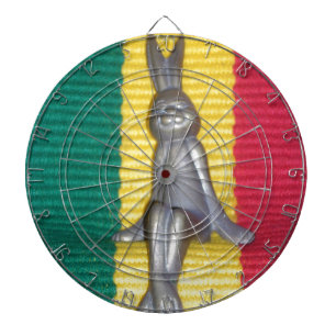 Hase - Kaninchen in Rasta-Farben: Ein Hauch von Gr Dartscheibe