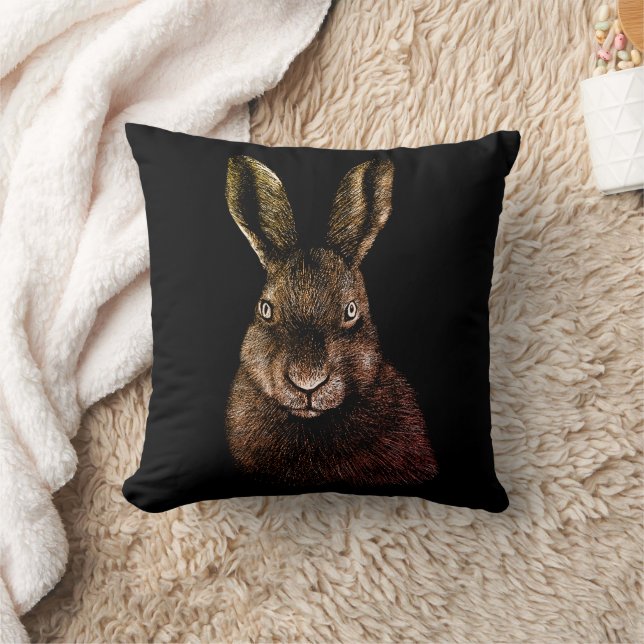 Hase, Kaninchen, zeichnend Kissen (Decke)