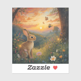 Hase Liebe Schmetterling Sonnenuntergang Illustrat Aufkleber