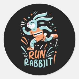 Hase Marathonläufer Häschen süß laufen Runder Aufkleber