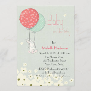 Hase mit Balloons Babydusche Einladung
