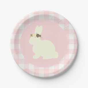 Hase mit Blumen Rosa Party-Papierteller Pappteller