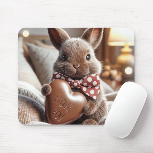 Hase mit I-Liebe Schokolade Herz Mousepad (Mit Mouse)