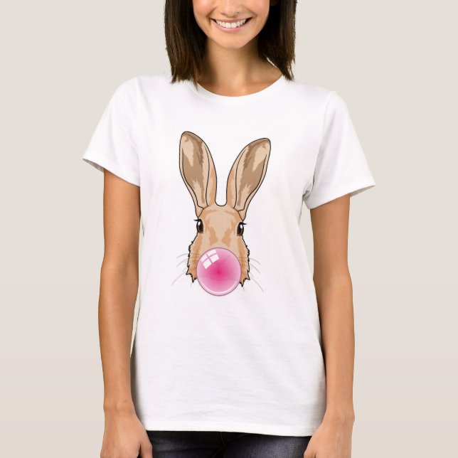 Hase mit Kaugummi T-Shirt (Vorderseite)