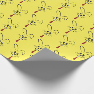 Hase mit Krawatte in gelber Farbe Geschenkpapier