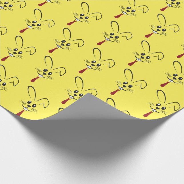 Hase mit Krawatte in gelber Farbe Geschenkpapier (Ecke)