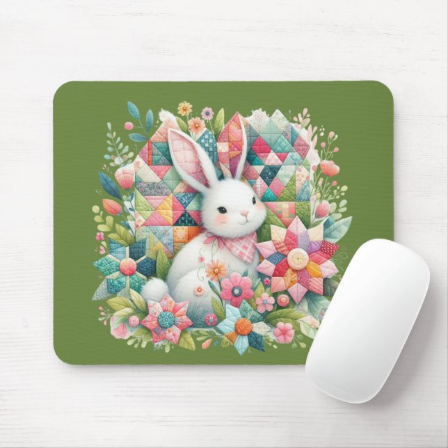 Hase mit Quilt und Blumen Mousepad (Mit Mouse)