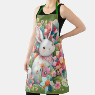 Hase mit Quilt und Blumen Schürze