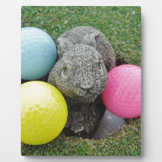 Hase mit rosa blaugelbem Ei Fotoplatte (Vorderseite)