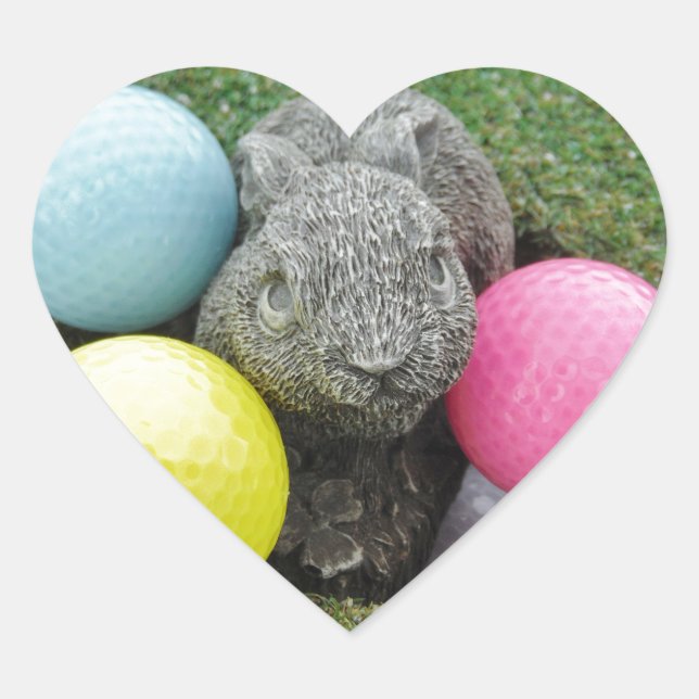 Hase mit rosa blaugelbem Ei Herz-Aufkleber (Vorderseite)