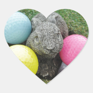 Hase mit rosa blaugelbem Ei Herz-Aufkleber