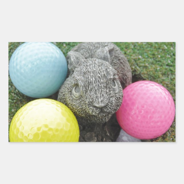 Hase mit rosa blaugelbem Ei Rechteckiger Aufkleber (Vorderseite)