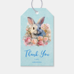 Hase mit Rosen-Girlande Süß - Party Geschenkanhänger