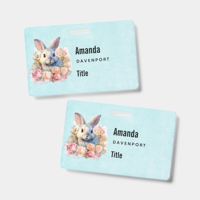 Hase mit Rosenkranz Niedliche Geschäftsidee Ausweis (Vorder- & Rückseite)