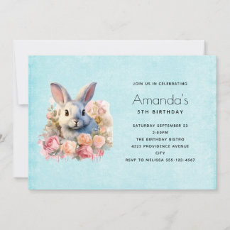 Hase mit Rosenkranz Süßer Geburtstag Einladung