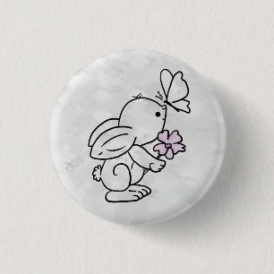 Hase mit Schmetterling Button