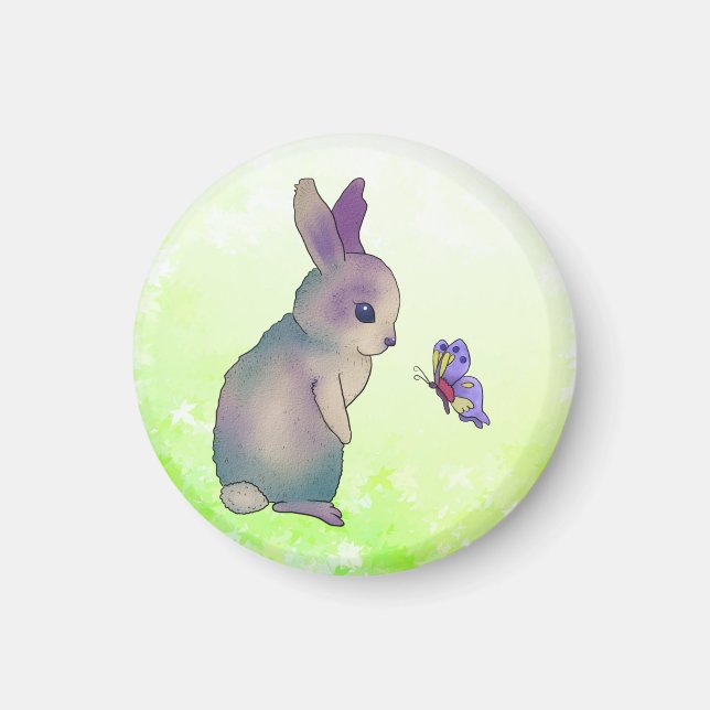 Hase mit Schmetterling Magnet (Vorne)