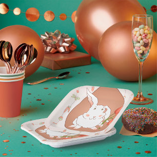 Hase mit Tulips Spring Holiday Rabbit Pappteller