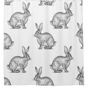 Hase oder Kaninchen. Nahtloses Muster mit Waldtier Duschvorhang