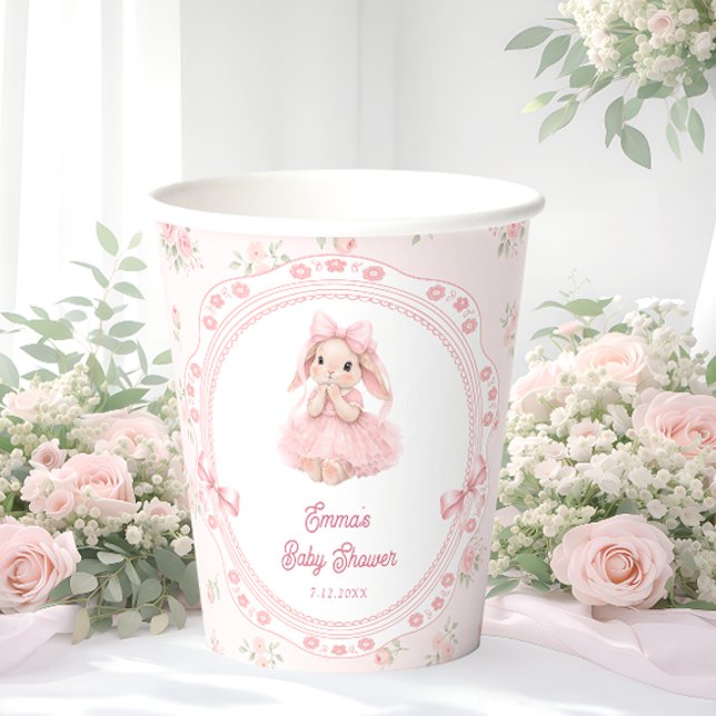 Hase Rosa Mädchen Baby Shower Papierbecher (Von Creator hochgeladen)
