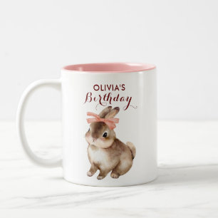 Hase rosa Schleife personalisiertes Namensgeschenk Zweifarbige Tasse
