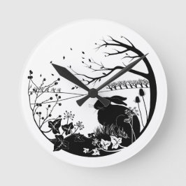 Hase-Silhouette-Uhr Runde Wanduhr