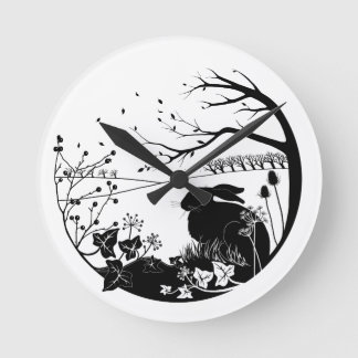 Hase-Silhouette-Uhr Runde Wanduhr