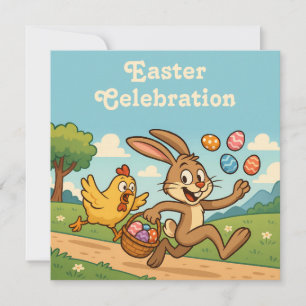 Hase stiehlt Eier Lustige Ostereier-Suche Einladung