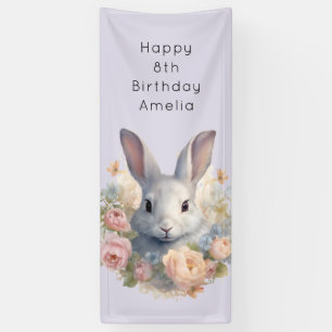 Hase umgeben von pastellfarbenen Blumen Süßes Gebu Banner