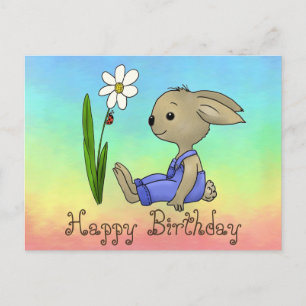 Hase und Blume Postkarte