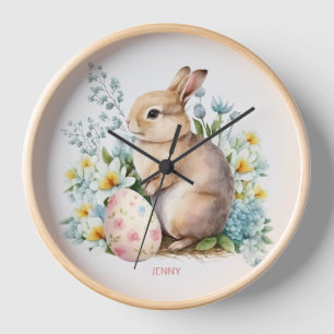 Hase und Blumenei  Uhr
