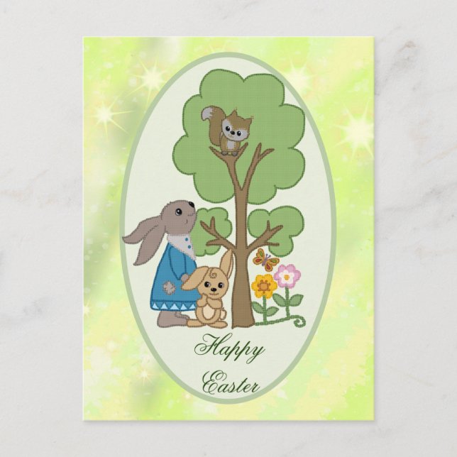 Hase und Eichhörnchen  Postkarte (Vorderseite)