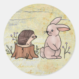 Hase und Igel Runder Aufkleber