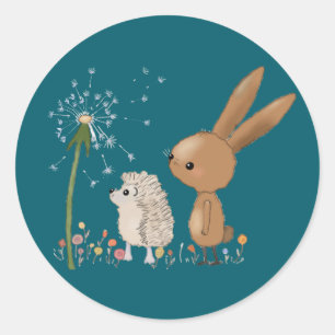 Hase und Igel Runder Aufkleber