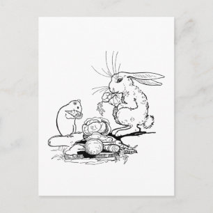 Hase und Maus essen Gemüse Postkarte