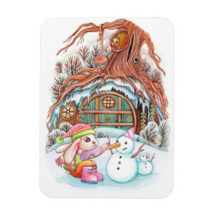 Hase und Snowman Magnet