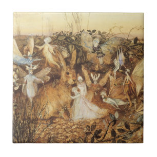 Hase unter den Feen, alte Feenmärchen Fliese