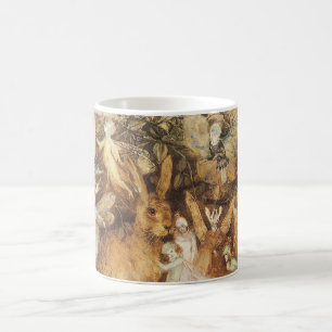 Hase unter den Feen, Vintage Feenmärchen Kaffeetasse