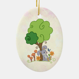 Hase unterm Baum Keramik Ornament