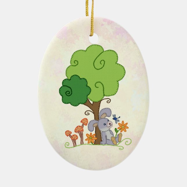 Hase unterm Baum Keramik Ornament (Hinten)