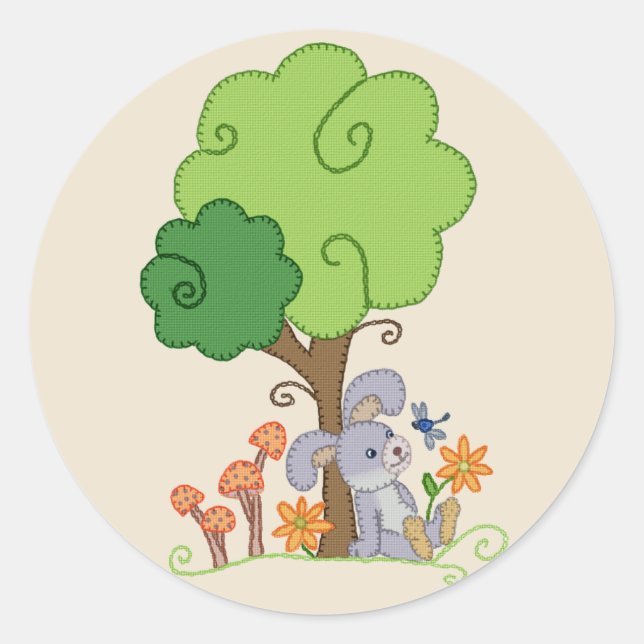 Hase unterm Baum Runder Aufkleber (Vorderseite)